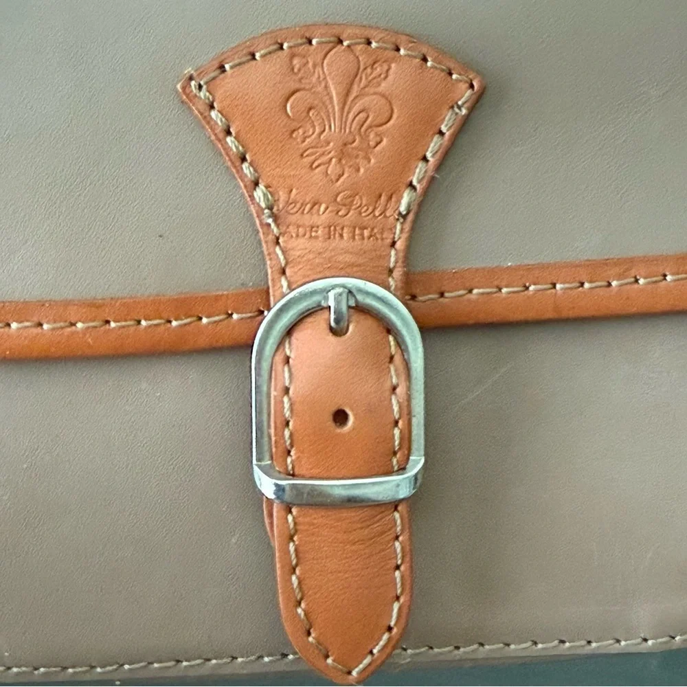 Vera Pelle Brown Leather Tan Handbag Italian Crossbody Purse